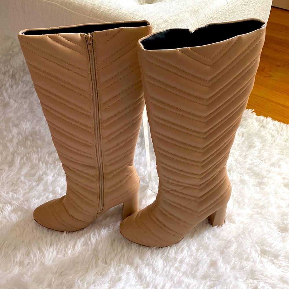 Worn one time nude tall boots
